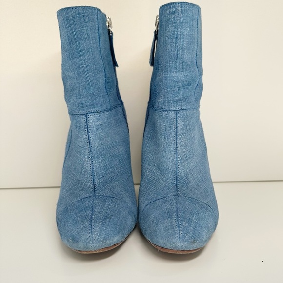 Derek Lam 10 Crosby Blue Denim Patchwork Bootie Block Heel 6.5 - Picture 9 of 11